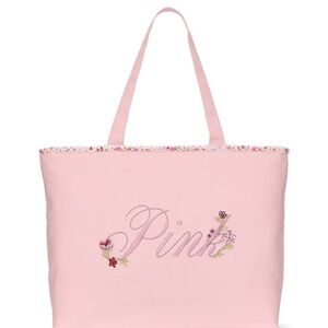Victoria Secret Pink Floral Embroidered Tote Bag
